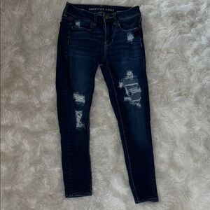 American Eagle Outfitters Dark Wash Ripped Skinny Jeans